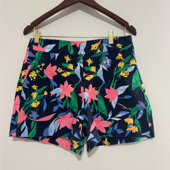 J. Crew Pants - J. Crew Navy Floral High-Rise Women's Shorts Basketweave Size 6 Zip Side Pockets